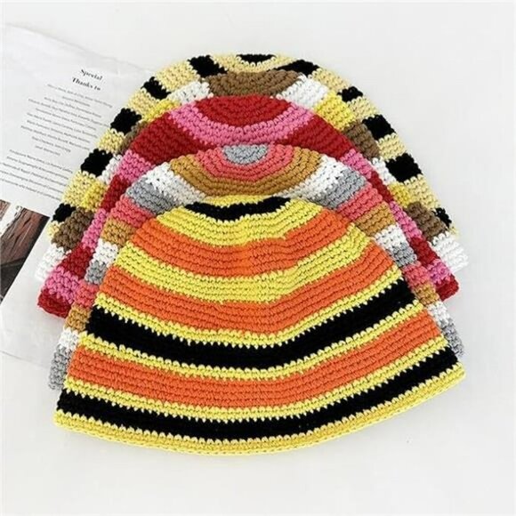 Crochet bucket hat women knitted fisherman cap boho travel beach summer sun hat main image 5